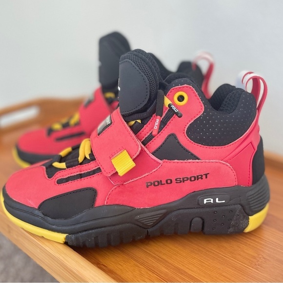 Polo Ralph Lauren High top Sneakers Sz 5 Men woman size 6.5 Red/Black/Yellow NWB main image 4